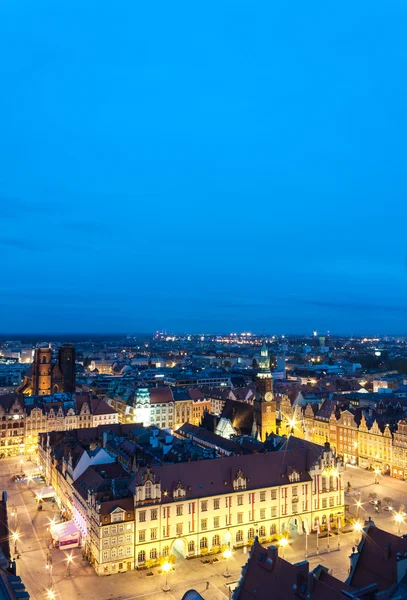 Wroclaw's Main Square (Poland) at night — Stock Photo, Image