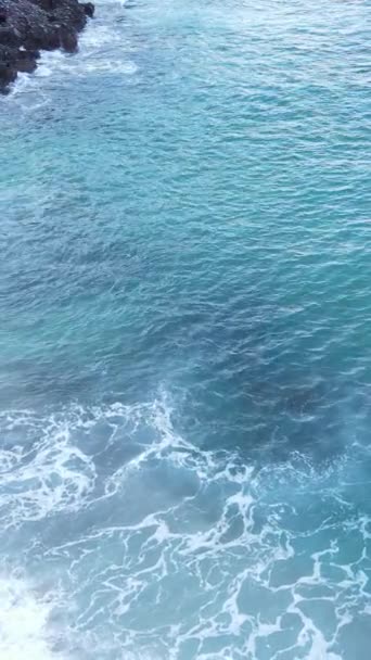Deniz kıyısındaki deniz suyunun dikey videosu, yavaş çekim. — Stok video