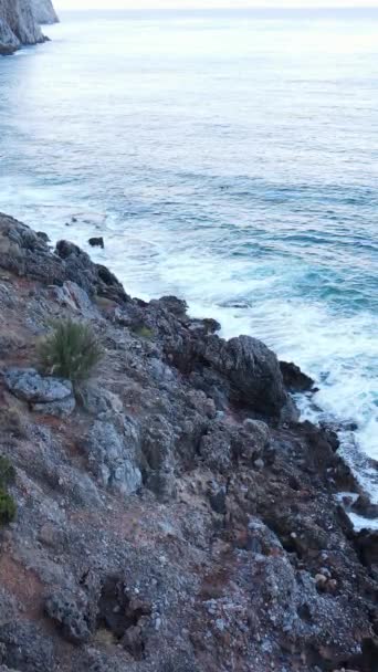 Vertikal video av havsvatten nära stranden, slow motion — Stockvideo