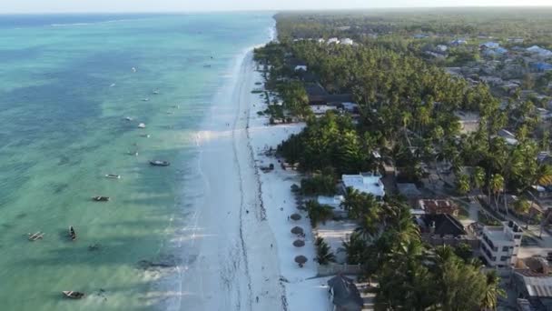 Vista aérea de la playa en la isla de Zanzíbar, Tanzania — Vídeos de Stock