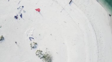 Tanzanya 'nın Zanzibar adasındaki kumsalın havadan görünüşü