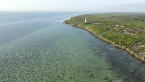 Veduta aerea dell'oceano vicino alla costa di Zanzibar, Tanzania — Video Stock