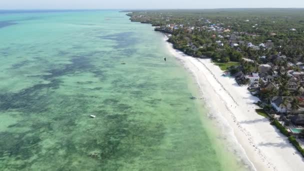 Aerial view of the ocean near the coast of Zanzibar, Tanzania — Stock Video