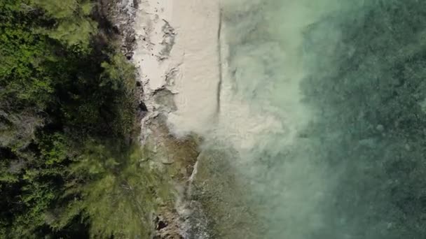 Widok z lotu ptaka na ocean w pobliżu wybrzeża Zanzibaru, Tanzania — Wideo stockowe