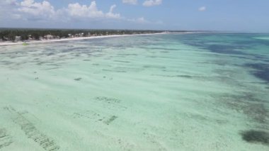 Tanzanya 'nın Zanzibar kıyısının yakınındaki Hint Okyanusu' nun yüksekliğinden görüntüyü al.