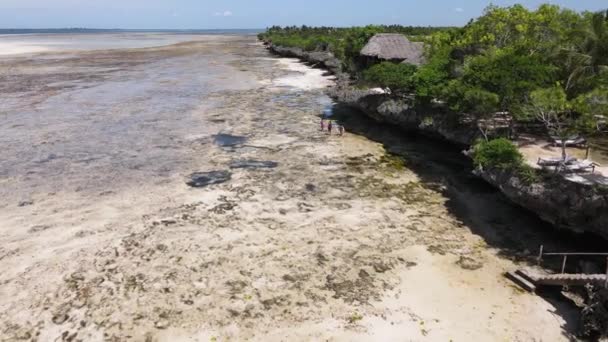 View from a height of the Indian Ocean near the coast of Zanzibar, Tanzania — Stock Video