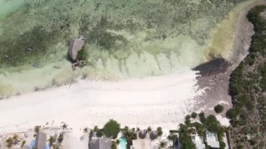Tanzanya 'nın Zanzibar sahilinde, okyanusta ayaklık üzerinde ev