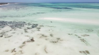 Tanzanya 'daki Zanzibar adasının kıyısında okyanusta gelgit var.