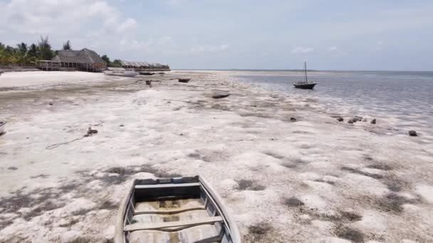 Marea baja en el océano cerca de la costa de la isla de Zanzíbar, Tanzania — Vídeo de stock