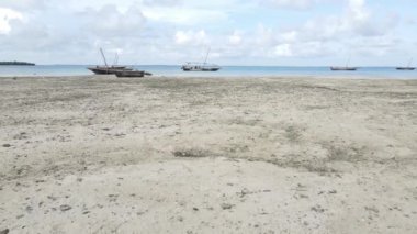 Tanzanya 'daki Zanzibar adasının kıyısında okyanusta gelgit var.