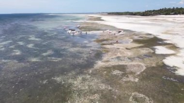 Okyanus, Tanzanya 'nın Zanzibar adası kıyısında gelgit yaşıyor.