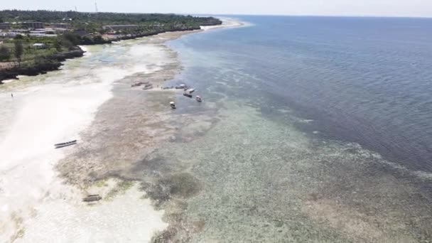 Ocean low tide near the coast of Zanzibar island, Tanzania — Stock Video
