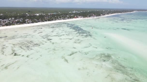Costa da ilha de Zanzibar, Tanzânia, na maré baixa — Vídeo de Stock