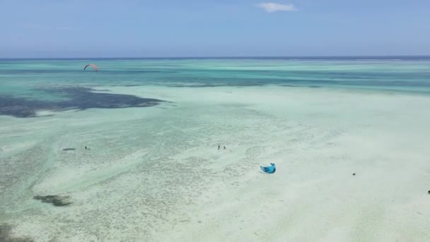 Kitesurfing nad brzegiem Zanzibaru, Tanzania — Wideo stockowe