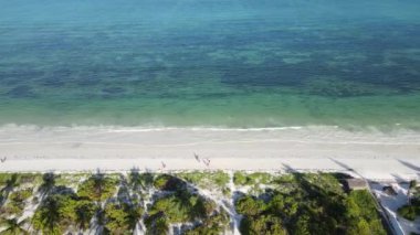 Okyanusta tekneler Tanzanya 'nın Zanzibar kıyısında.