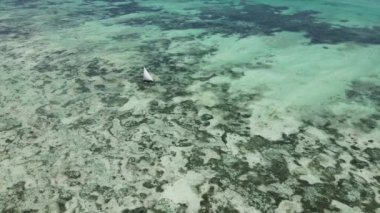 Tanzanya 'nın Zanzibar kıyısındaki bir teknenin okyanus manzarası.