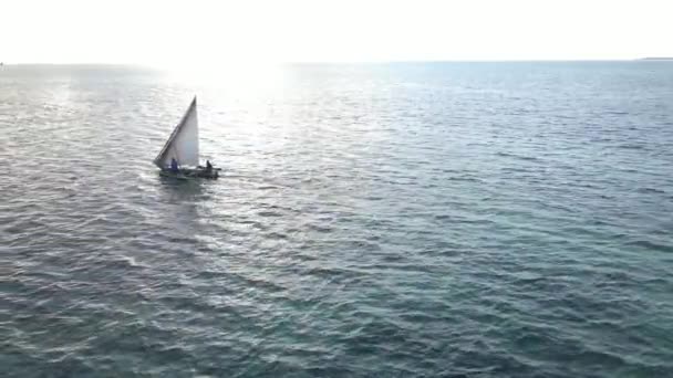 Este Video Muestra Barco Océano Frente Costa Zanzíbar Tanzania — Vídeo de stock