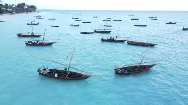 Denna Video Visar Båtar Havet Utanför Kusten Zanzibar Tanzania — Stockvideo