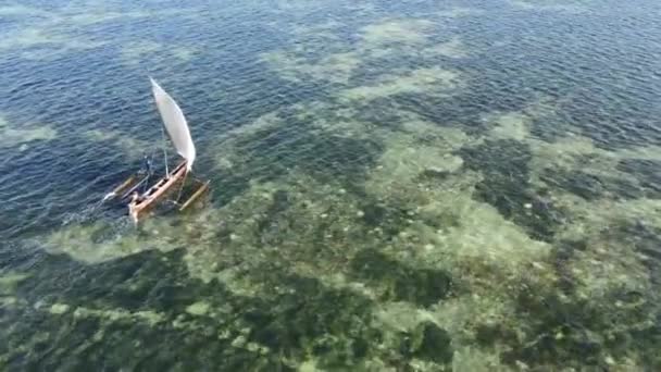 タンザニアのザンジバル沖の海に浮かぶ船です — ストック動画