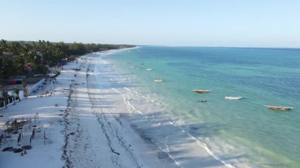 Nagranie Pokazuje Łodzie Oceanie Wybrzeży Zanzibaru Tanzanii — Wideo stockowe