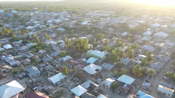 Zanzibar, Tanzania - aerial view of houses near the coast — Stock Video