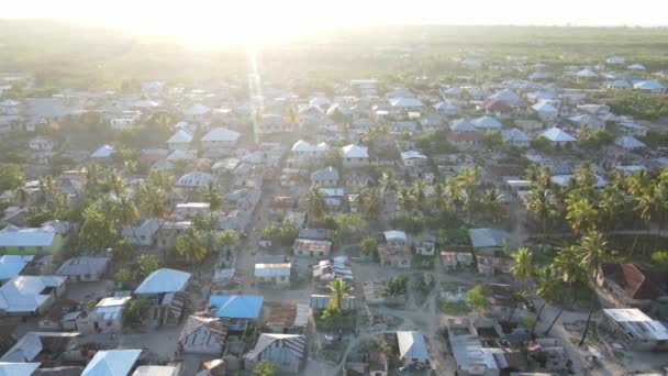 Zanzibar, Tanzania - aerial view of houses near the coast — Stock Video