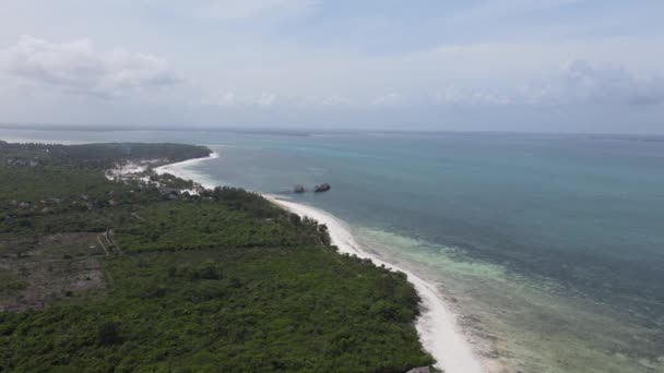 Zanzibar, Tanzanie - littoral océanique couvert de fourrés verts — Video