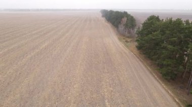 Sonbaharda boş tarla, hava manzarası