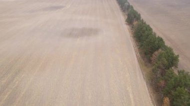 Sonbaharda boş tarla, hava manzarası