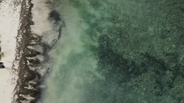 Zanzibar, Tanzanya - adanın kıyısındaki okyanusun havadan görünüşü, yavaş çekim