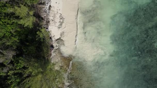 Flygfoto över Indiska oceanen nära stranden av ön Zanzibar, Tanzania, slow motion — Stockvideo