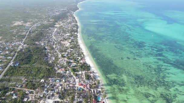 Zanzibar, Tanzania - aerial view of the ocean near the shore of the island, slow motion — Stock Video