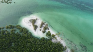Zanzibar, Tanzanya - adanın kıyısındaki okyanusun havadan görünüşü, yavaş çekim