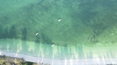 Zanzibar, Tanzanya - adanın kıyısındaki okyanusun havadan görünüşü, yavaş çekim