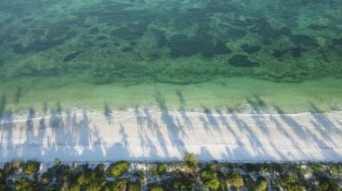 Zanzibar, Tanzanya - adanın kıyısındaki okyanusun havadan görünüşü, yavaş çekim