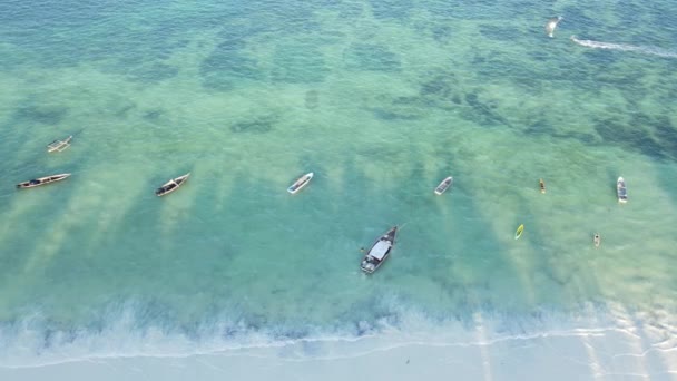 Zanzibar, Tanzania - aerial view of the ocean near the shore of the island, slow motion — Stock Video