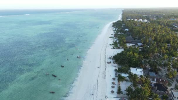 Aerial view of the Indian Ocean near the shore of the island of Zanzibar, Tanzania, slow motion — Stock Video