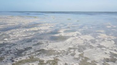 Tanzanya 'nın Zanzibar kıyısındaki okyanusta gelgit, yavaş çekim