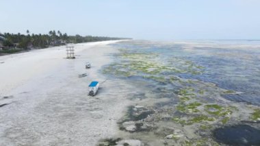 Okyanus, Tanzanya 'nın Zanzibar adası kıyısında gelgitte, yavaş çekim