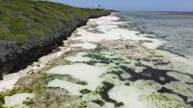 Okyanus, Tanzanya 'nın Zanzibar adası kıyısında gelgitte, yavaş çekim