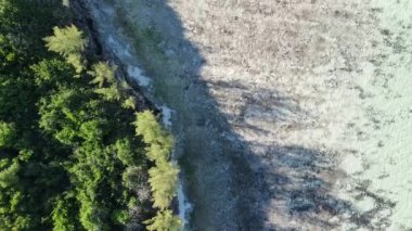 Okyanus, Tanzanya 'nın Zanzibar adası kıyısında gelgitte, yavaş çekim