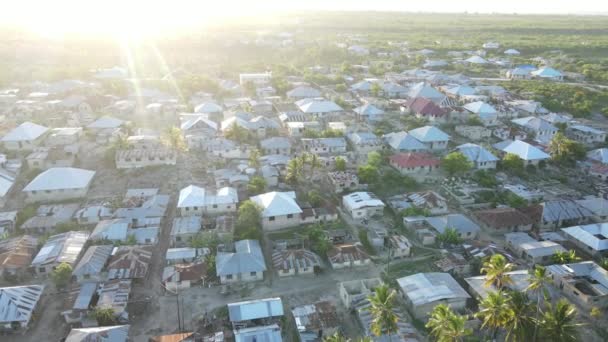 Aerial view of houses near the coast in Zanzibar, Tanzania, slow motion — Stock Video