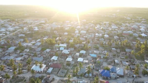 Aerial view of houses near the coast in Zanzibar, Tanzania, slow motion — Stock Video