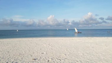 Tanzanya 'daki Zanzibar adasında plaj, ağır çekim.