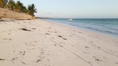Tanzanya 'nın Zanzibar adasındaki sahilin havadan görüntüsü, yavaş çekim.
