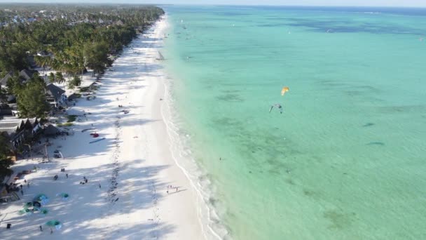 Aerial view of the beach on Zanzibar island, Tanzania, slow motion — Stock Video