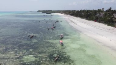 Tanzanya 'nın Zanzibar kıyısındaki tekneler ağır çekimde