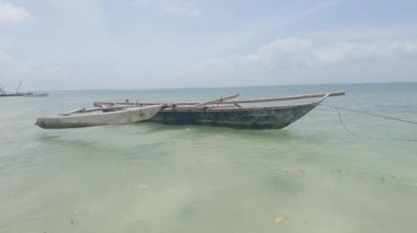 Zanzibar, Tanzanya - kıyıya yakın tekne, yavaş çekim