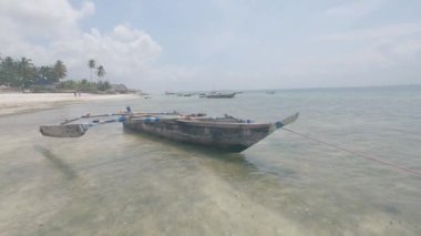 Zanzibar, Tanzanya - kıyıya yakın tekne, yavaş çekim