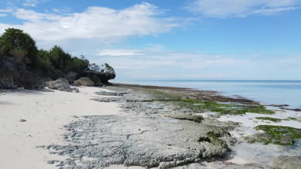 Üres strand Zanzibár szigetén, Tanzánia, lassított felvétel — Stock videók